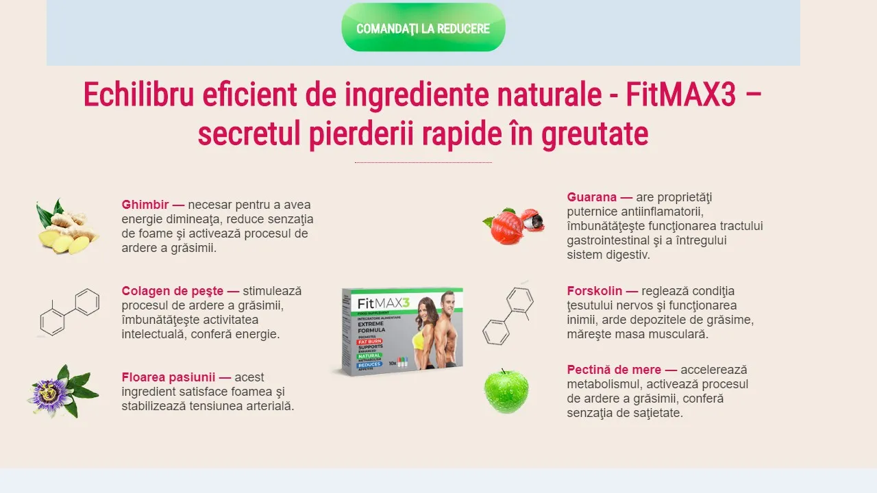 Fitmax3: compozitie numai ingrediente naturale.
