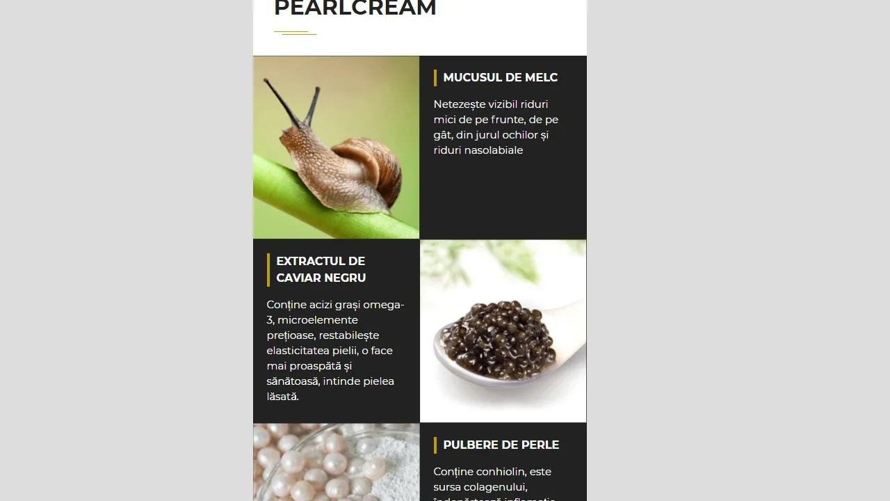 Pearl cream: compozitie numai ingrediente naturale.