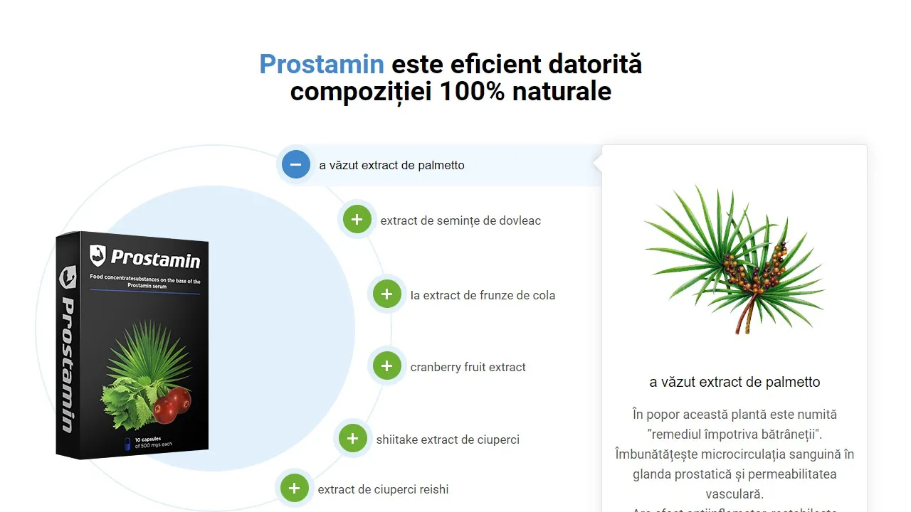 Prostamin: compozitie numai ingrediente naturale.