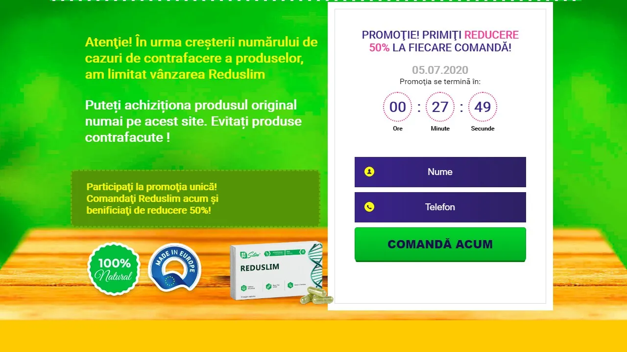 Reduslim pastile – pret, prospect, pareri, forum, ingrediente, farmacie, comanda, catena – România