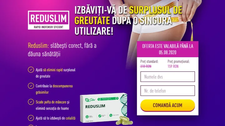 Reduslim pastile- pareri, pret, ingrediente, prospect, forum, farmacie, comanda, catena – România